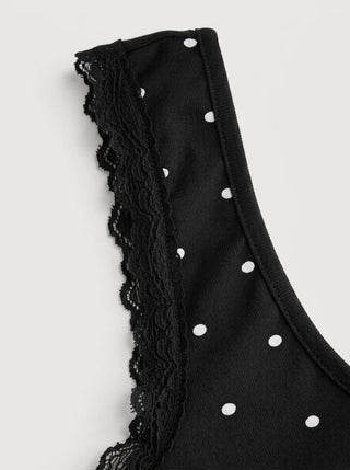 High Stretch Cotton-blend Scoop Neckline Lace Trim Tank Top