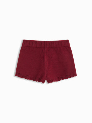 Knit Boat Neck Cloak Top & Lettuce Trim Shorts Set