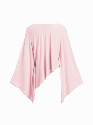 Boat Neck Batwing Long Sleeve Asymmetrical Blouse