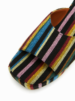 STRIPED PLATFORM WEDGE HEELED SANDALS