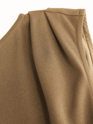 Boat Neck Ruched Belted A-line Mini Dress