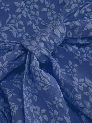 Jacquard U-neckline Floral Backless Bowknot Mini Dress