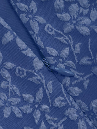 Jacquard U-neckline Floral Backless Bowknot Mini Dress
