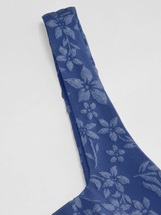 Jacquard U-neckline Floral Backless Bowknot Mini Dress