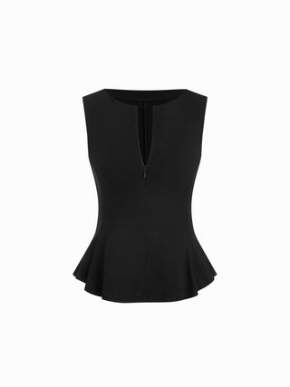 High Stretch Ruched Peplum Hem Tank Top