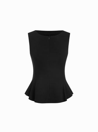 High Stretch Ruched Peplum Hem Tank Top