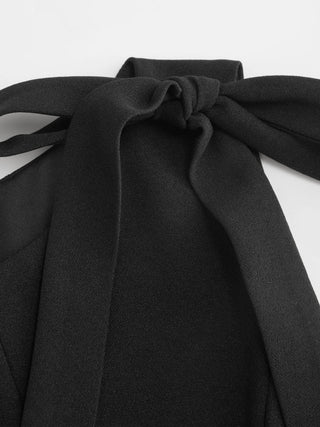Bowknot Boat Neck Sleeveless Pleated Flared Mini Dress