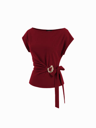Twist Knot Short Sleeve Metal Detail Tee