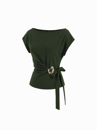 Twist Knot Short Sleeve Metal Detail Tee