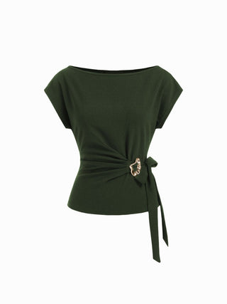 Twist Knot Short Sleeve Metal Detail Tee