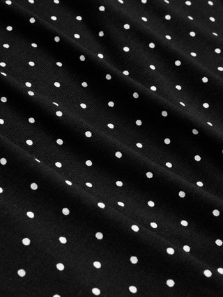Polka Dot V-neck Bell Sleeve Lace Trim Top