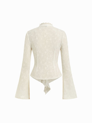 Of The Times Lace Ruffle Cutout Top