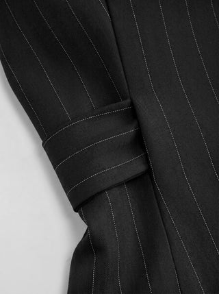 Striped Halter Neckline Twist Knotted Longline Blazer Vest