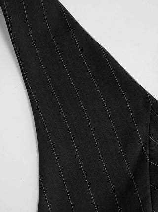 Striped Halter Neckline Twist Knotted Longline Blazer Vest