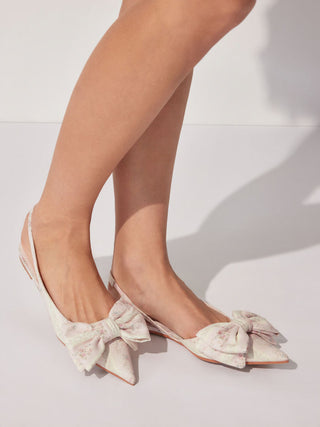 FLORAL & BOWKNOT SLINGBACK FLATS