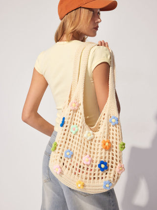 FLOWER KNITTED TOTE BAG