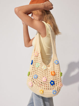 FLOWER KNITTED TOTE BAG