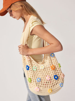 FLOWER KNITTED TOTE BAG