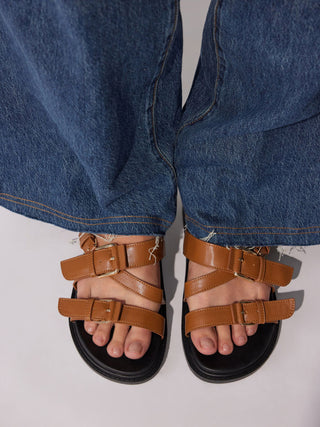 MULTI BAND BUCKLE SLIPPERS