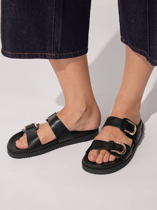 DOUBLE BAND BUCKLE SLIPPERS