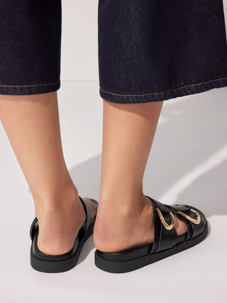 DOUBLE BAND BUCKLE SLIPPERS
