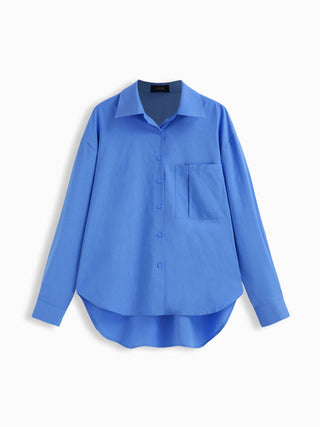 Cotton Collar Solid Long Sleeve Shirt
