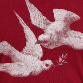 Bird Graphic Boat Neck Ruffle Sleeve Tee