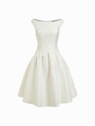 Jacquard Floral Embroidery Sleeveless Corset Midi Dress