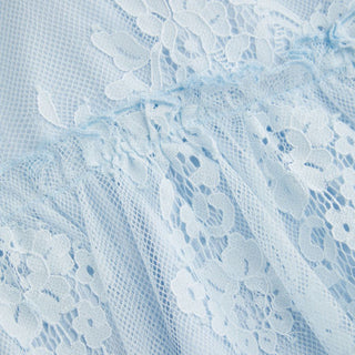 Cotton-blend V-neck Lace Panel Ruffle Hem Cami Blouse