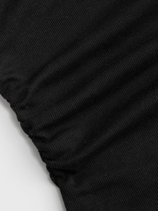 Wool-blend Boat Neck Ruched Backless Tee