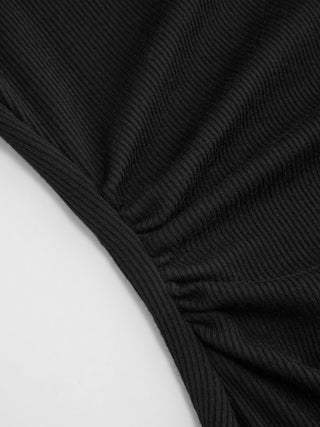 Textured Off-shoulder Lace Panel Ruched A-line Mini Dress