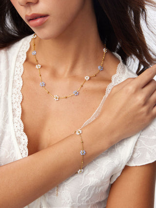 FLOWER BEADED NECKLACE & BRACELET SET