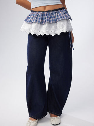 GINGHAM CRIMPED TRIM WRAP SKIRT