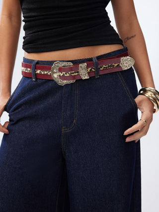 ENGRAVED LEOPARD PRINT BUCKLE BELT