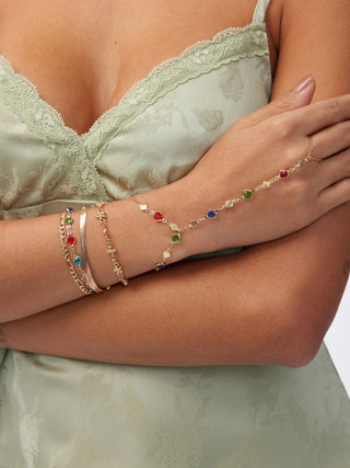 5PCS RHINESTONE & FLORAL HAND CHAIN BRACELET SET