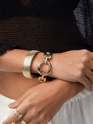 2PCS TEXTURED OPEN BANGLE BRACELET