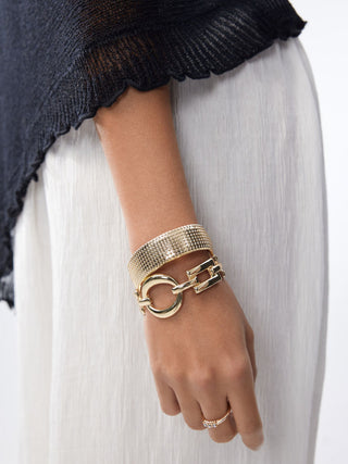 2PCS TEXTURED OPEN BANGLE BRACELET