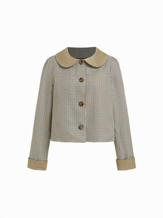 Gingham Reversible Peter Pan Collar Jacket