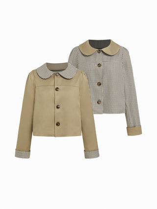 Gingham Reversible Peter Pan Collar Jacket