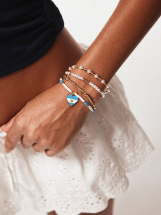 4PCS COUNTRY FLAG & HEART BEADED BRACELET SET