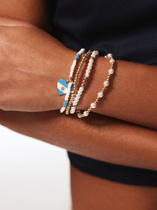 4PCS COUNTRY FLAG & HEART BEADED BRACELET SET