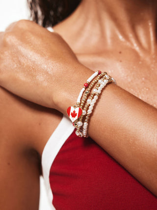 4PCS COUNTRY FLAG & HEART BEADED BRACELET SET
