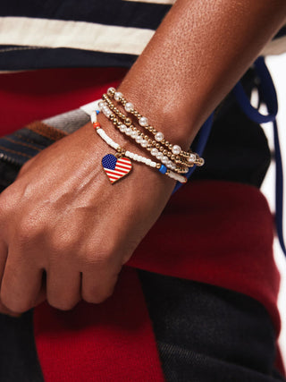 4PCS COUNTRY FLAG & HEART BEADED BRACELET SET