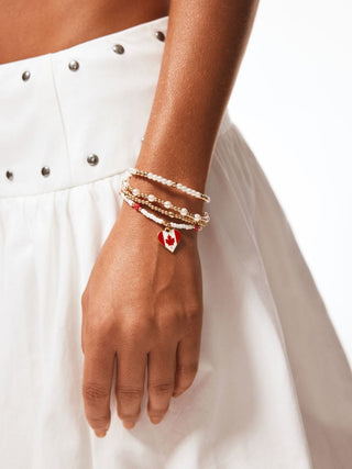 4PCS COUNTRY FLAG & HEART BEADED BRACELET SET