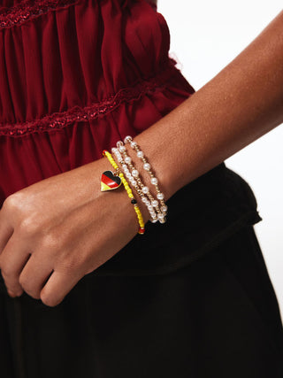 4PCS COUNTRY FLAG & HEART BEADED BRACELET SET