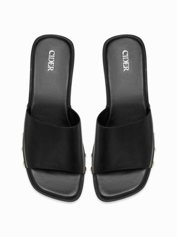 STUDDED PLATFORM MULE SANDALS