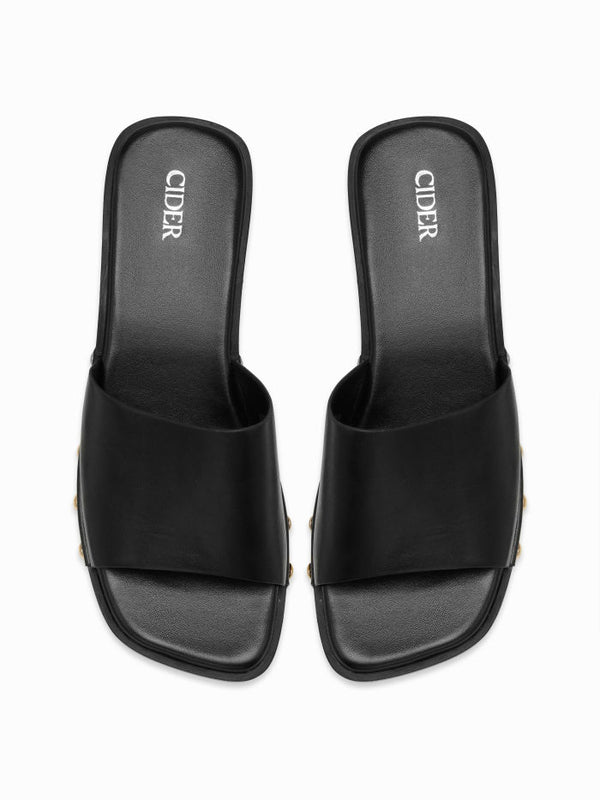 STUDDED PLATFORM MULE SANDALS
