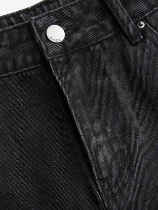 Denim Low Rise Washed Metal Detail Roll Hem Micro Shorts