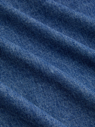 Denim Stand Collar Washed Drawstring Metal Detail Oversized Jacket