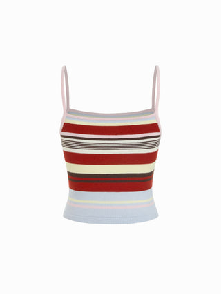 Knit Colorblock Square Neck Slim Crop Cami Top